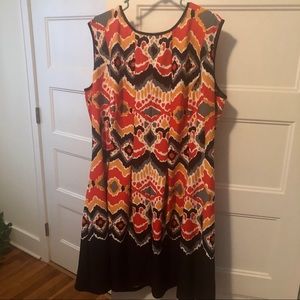 Tribal print dress w/ back zipper in scuba fabric